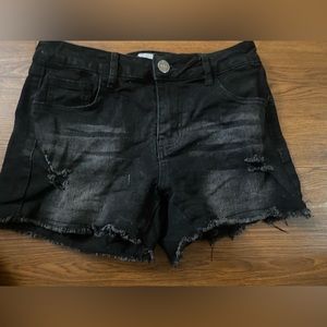 Ripped black jeans shorts